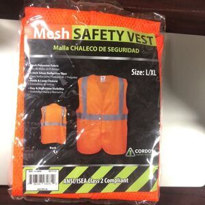 Cordova L/XL High Visibility Orange Mesh Safety Vest ANSI/ISRA Class 2 Compliant